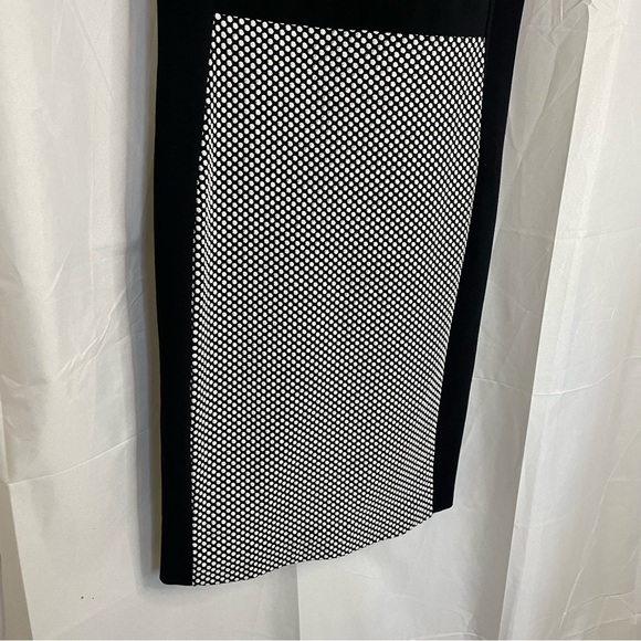 DONCASTER Women’s Black White Green Dot Sleeveless Sheath Pencil Dress Size 2 - Picture 2 of 12